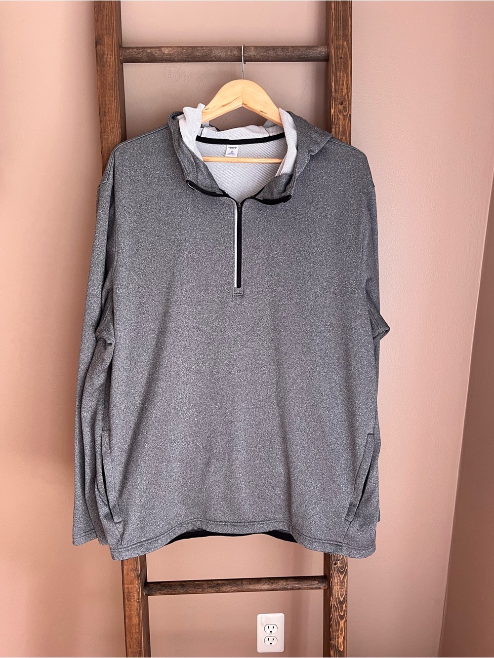 Old Navy Active Men's Gray Quarter-Zip Hooded Pullover